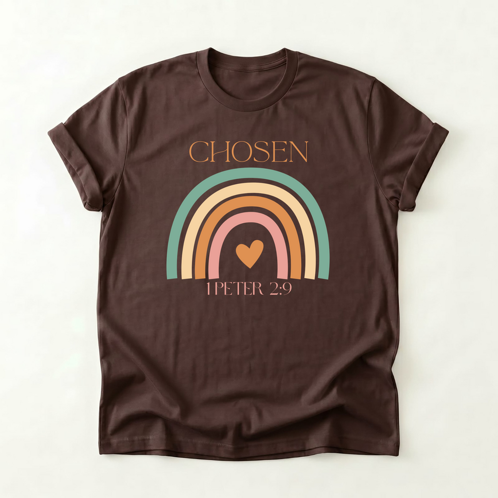 Chosen Christian Oversized T-Shirt – Brown Faith Tee | 1 Peter 2:9