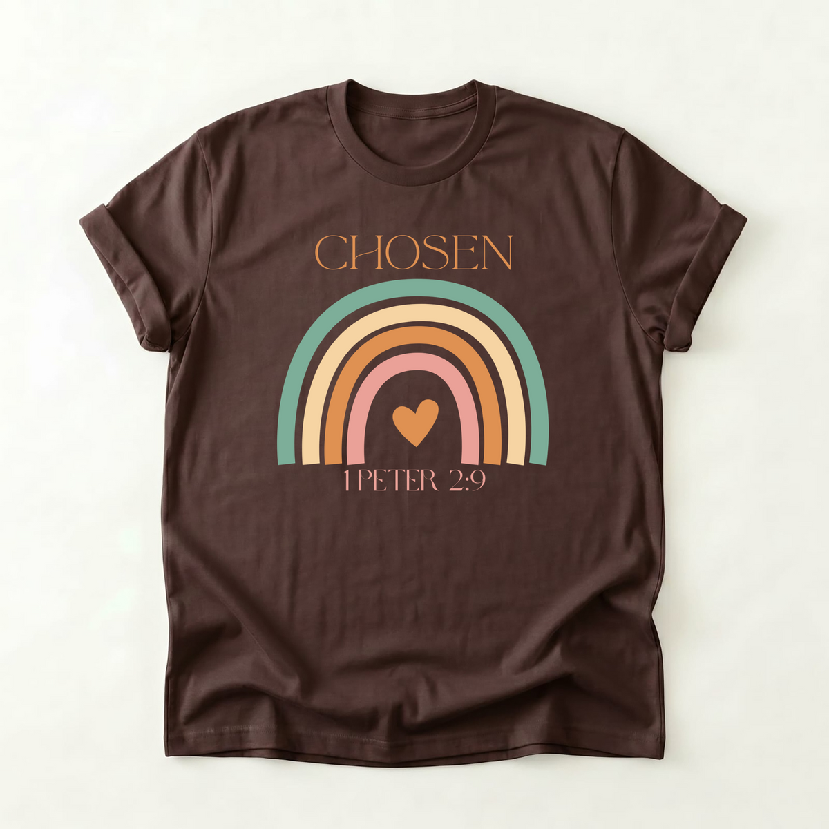 Chosen Christian Oversized T-Shirt – Brown Faith Tee | 1 Peter 2:9