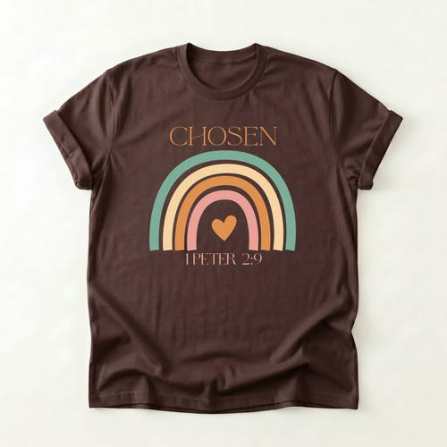 Chosen Christian Oversized T-Shirt – Brown Faith Tee | 1 Peter 2:9