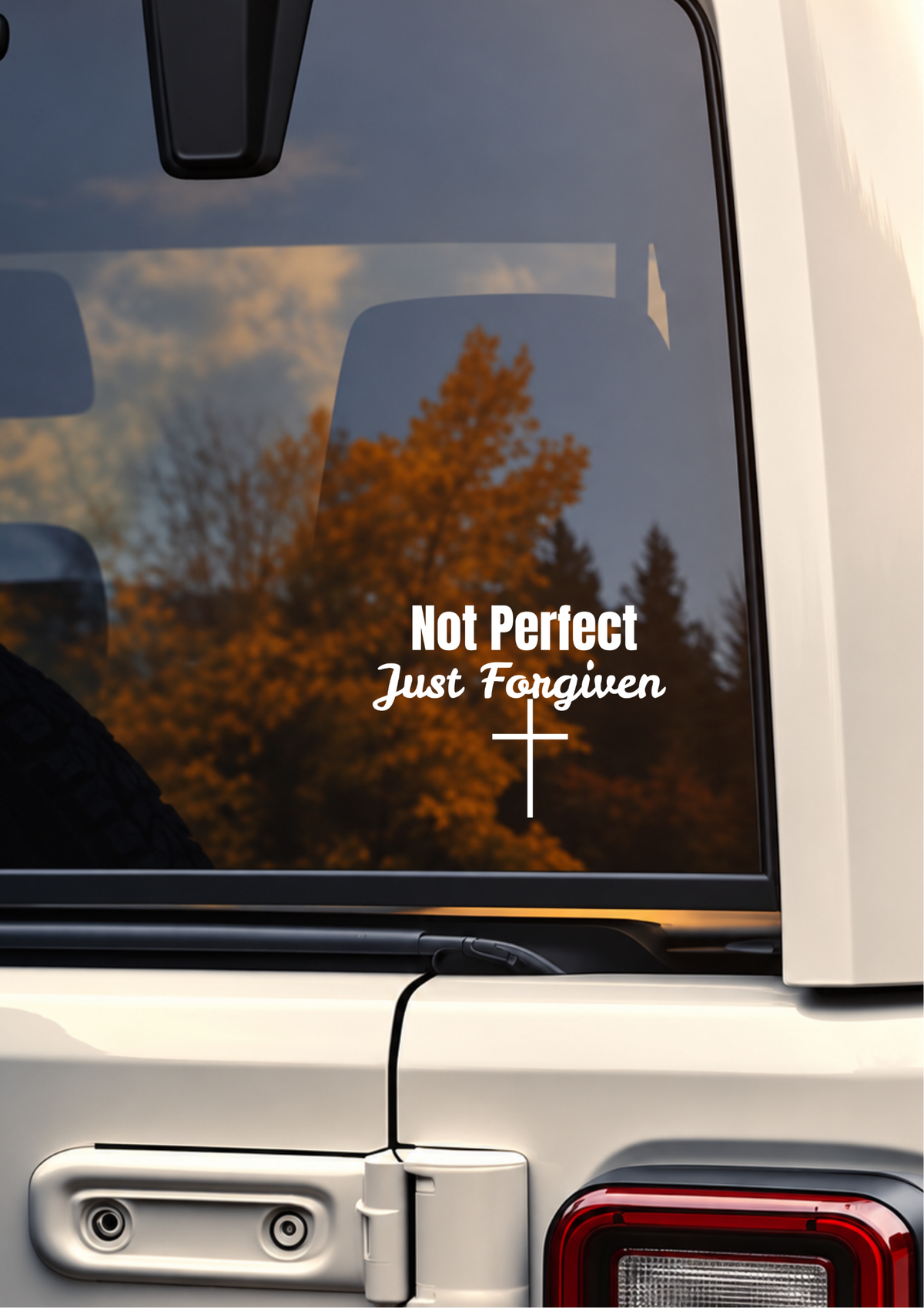 Not Perfect Just Forgiven Christian Cross Decal | Faith Car Vinyl Sticker